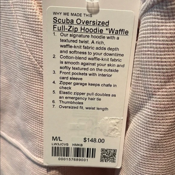 LULULEMON SCUBA OVERSIZED FULL ZIP HOODIE *WAFFLE HEATHERED MINK BERRY M/L NWT - Picture 10 of 12